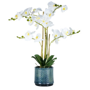 Faux White Orchid In Pot