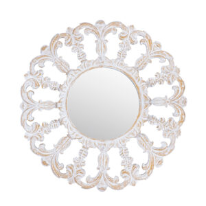 Horizon Round Wooden White Mirror