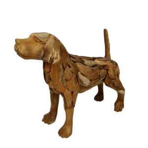 Bruno Standing Teak Dog Statue