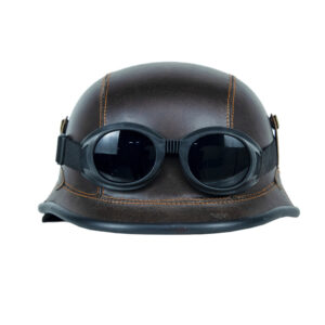 Leather Pilots Helmet With Goggles