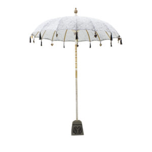 Cotton White and Black Leaf Umbrella