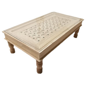 Wooden Carved Geometric Coffee Table