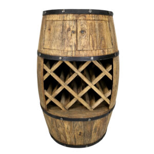 Wooden Barrel Bar Cabinet With Storage