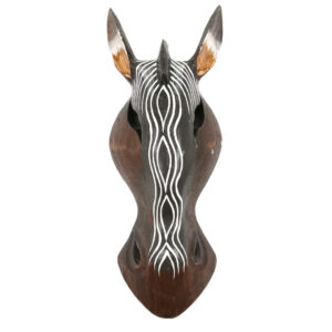 Wooden Animal Mask Wall Hanging - Zebra Waves