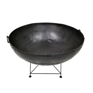 Black Kadai Fire Pit on Stand