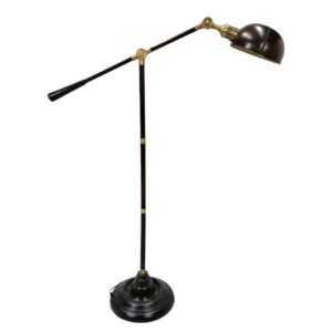 Brass And Leather Floor Standing Lamp