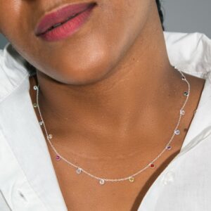 Women's Sterling Silver Mixed Stone Necklace