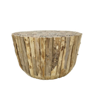 Round Wooden Ranting Coffee Table