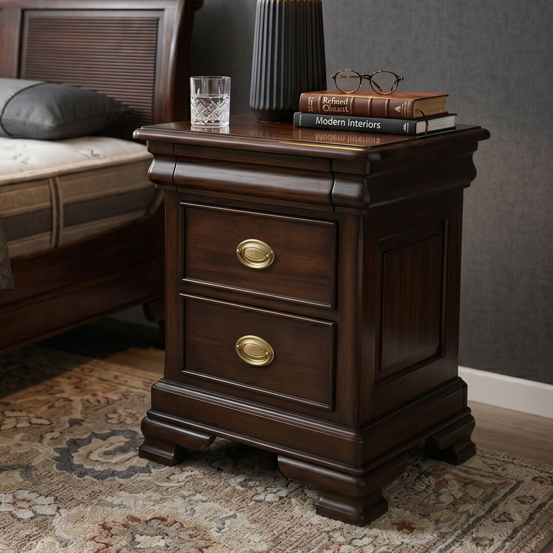 Mahogany Vanessa Hi-Bedside Pedestal close detail