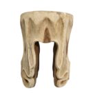 Suar Natural Carved Side TableStool KIZ0105 Front