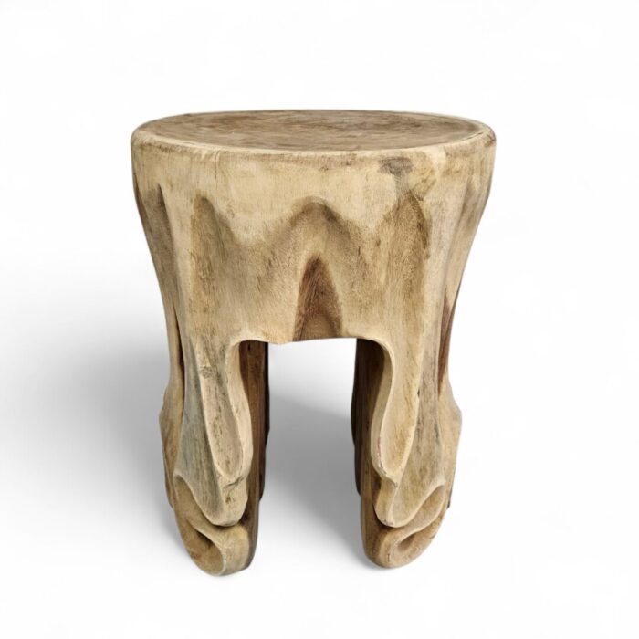 Suar Natural Carved Side TableStool KIZ0105 Main