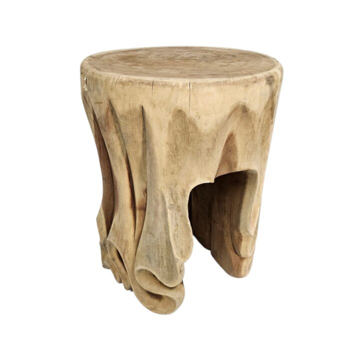 Suar Natural Carved Side TableStool KIZ0105 Side Top