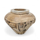 Decorative Burmese Teak Erosi Vase
