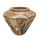 Decorative Burmese Teak Erosi Vase