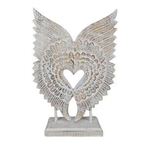 Carved Wooden Angel Wings Stand