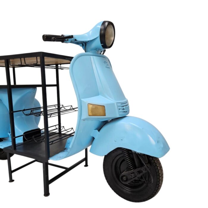 Blue Scooter Bar Counter Close Side Front