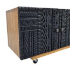 Abene Teak Carved Plasma Unit Close