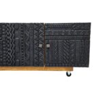 Abene Teak Carved Plasma Unit Close Up Side