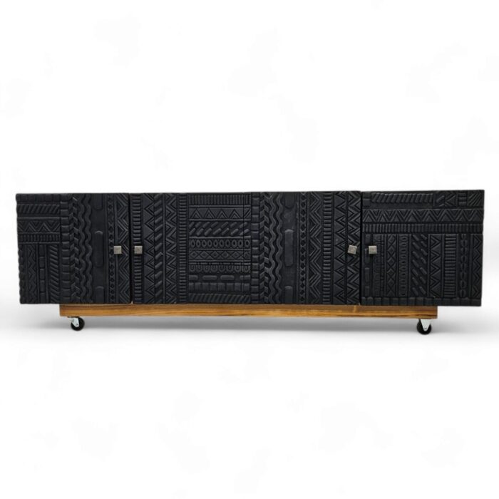 Abene Teak Carved Plasma Unit Main