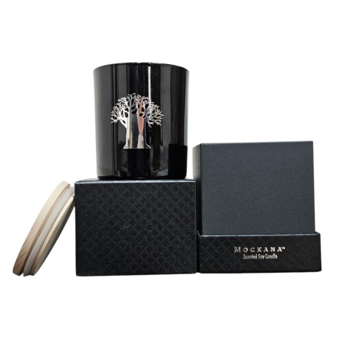 Black Mocana Scented Candle Open