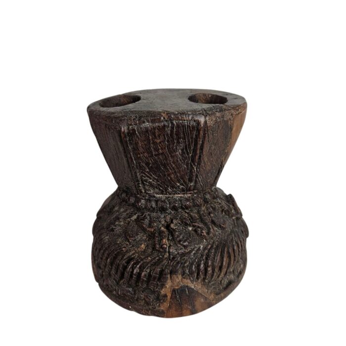Candle Holder Varnished Brown Mix Top