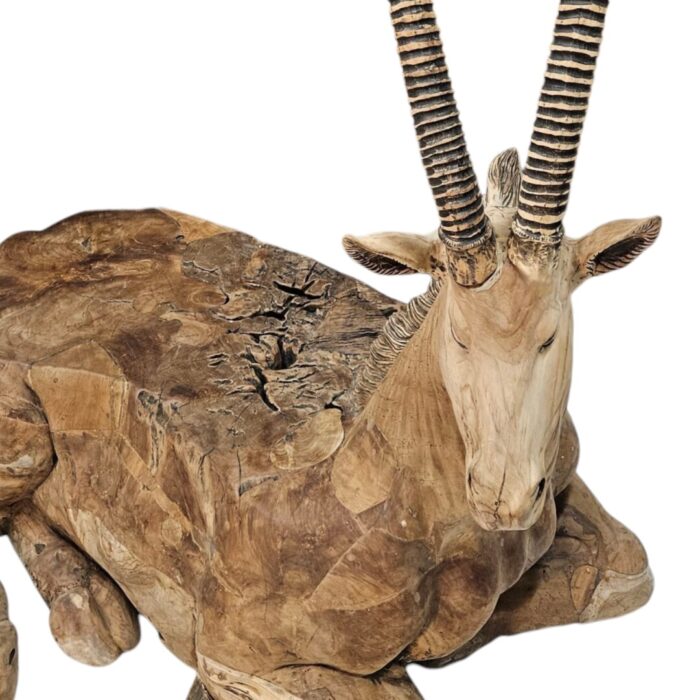 Teak Carved Sable Antelope