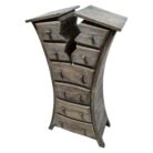 Whimsical Teak Crack Chest Of Drawers