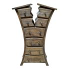 Whimsical Teak Crack Chest Of Drawers