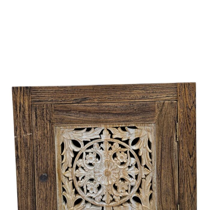 Mandala Teak Bedside Pedstal Front Right Close