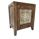 Mandala Teak Bedside Pedstal Front Right Full Side