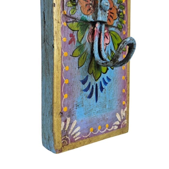 Painted Decor Wall Hook Blue Close