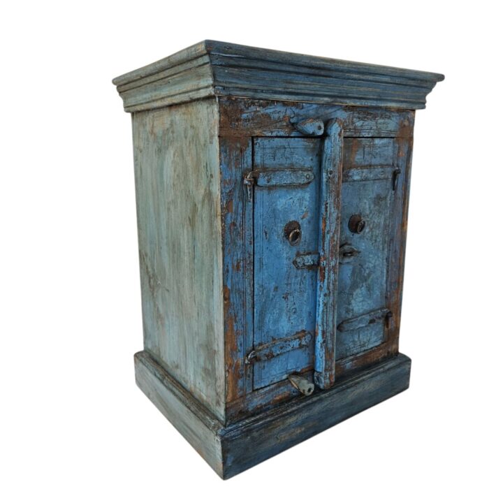 Reclaimed Blues Bedside Table Main Dark Blue Side