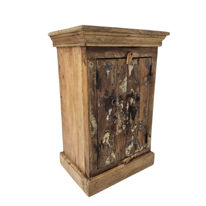 Reclaimed Blues Bedside Table Main Dark Brown Side