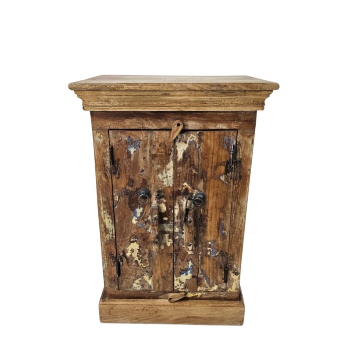 Reclaimed Blues Bedside Table Main Dark Brown Top