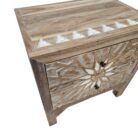 Soleil Carved Teak Bedside Pedestal Main Close Up