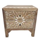 Soleil Carved Teak Bedside Pedestal Main Top