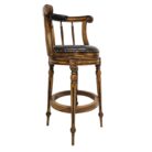 Teak And Leather Classical Bar Chair_1