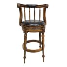 Teak And Leather Classical Bar Chair_3