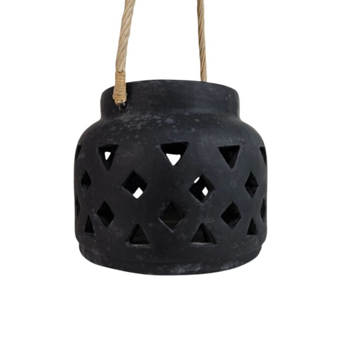 Terra Black Lantern With Rope Close
