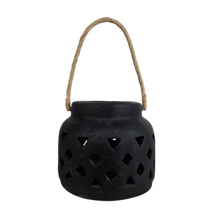 Terra Black Lantern With Rope Main