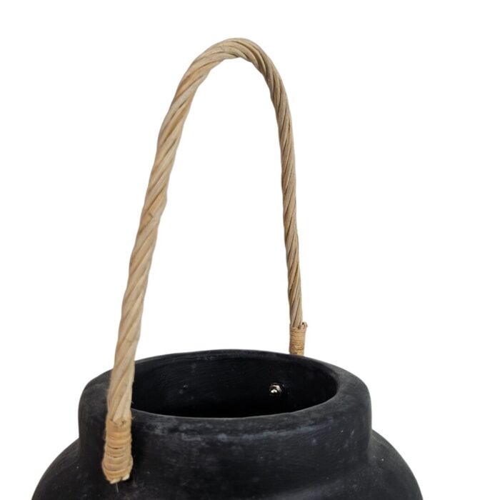 Terra Black Lantern With Rope Side Close Rope