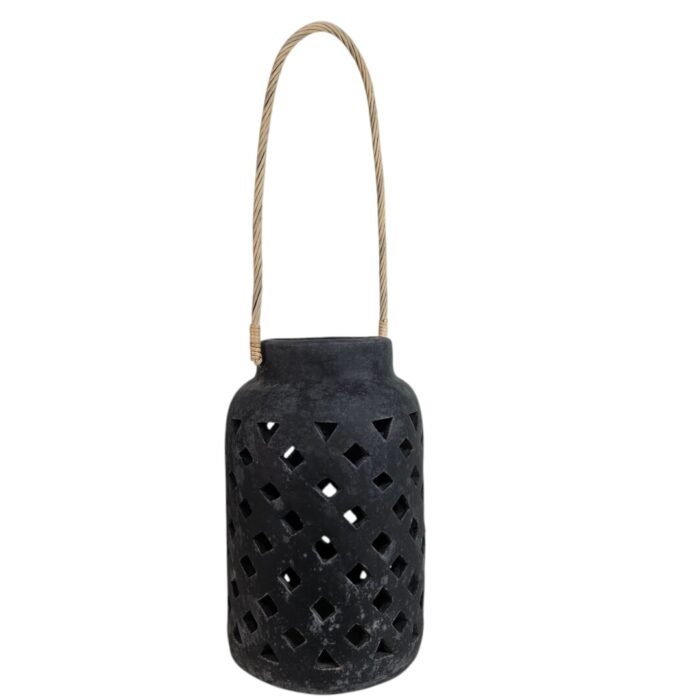 Terra Rope Lantern Black Tall Side