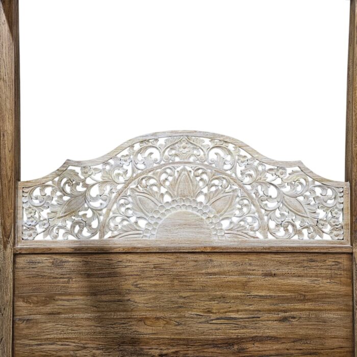 Carved Mandala Four Poster Bed Front