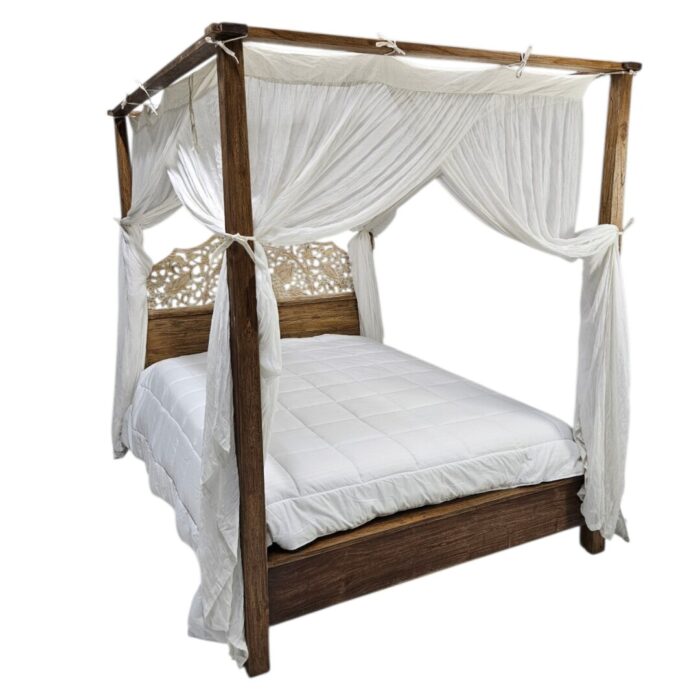 Carved Mandala Four Poster Bed Side