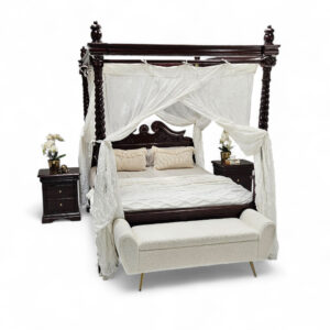 Mahogany Four Poster Bed - Queen XL Combo