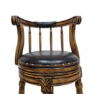 Classic Teak And Leather Bar Chair Close Front