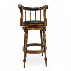 Teak And Leather Classical Bar Chair