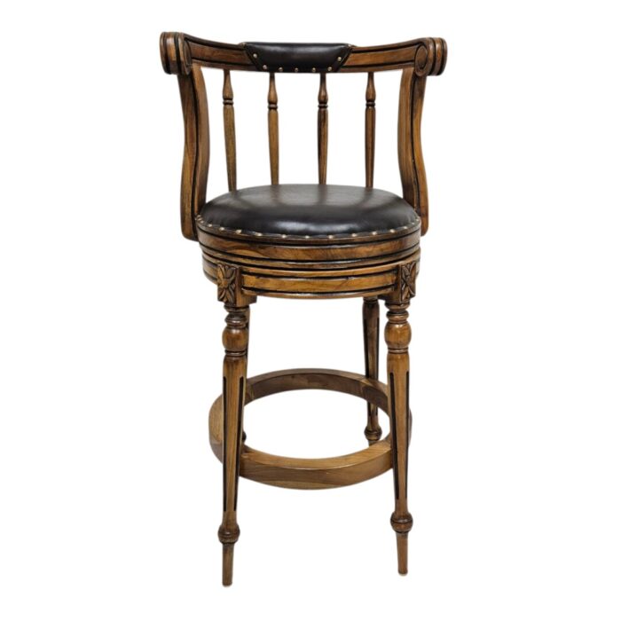 Classic Teak And Leather Bar Chair Top