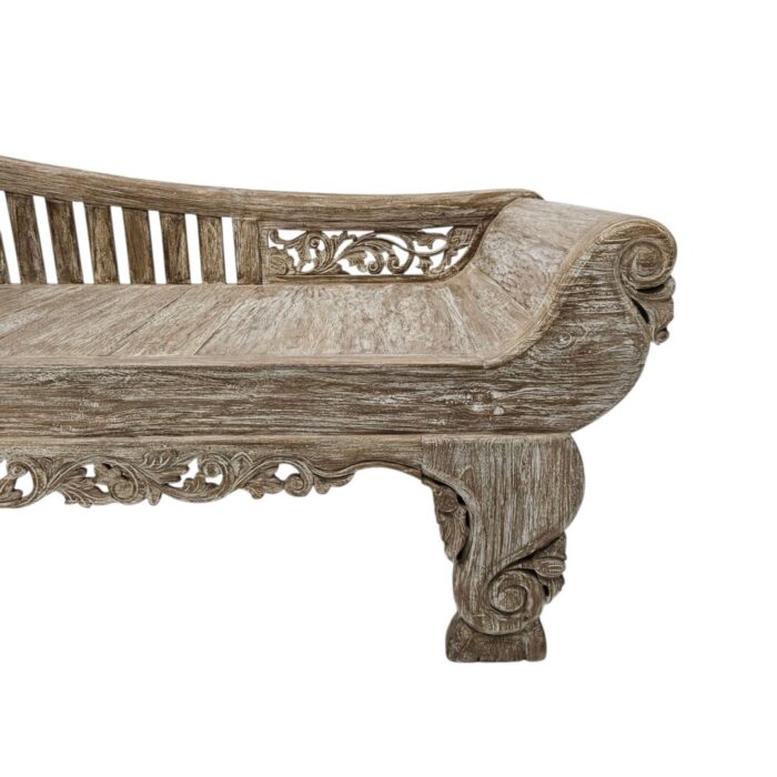 Ornate Carved Teak Daybed Front