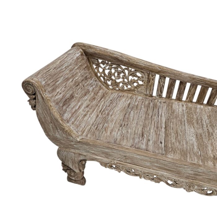 Ornate Carved Teak Daybed Front Top (2)